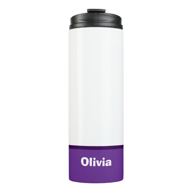 Minimalistischer moderner Streifenname oder Monogr Thermosbecher (Vorderseite)