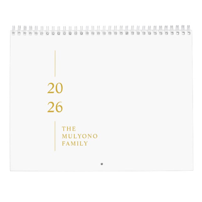 Minimalistischer moderner Wandkalender 2026 (Rückseite)