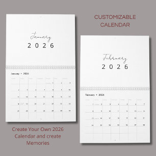 Minimalistischer moderner Wandkalender 2026