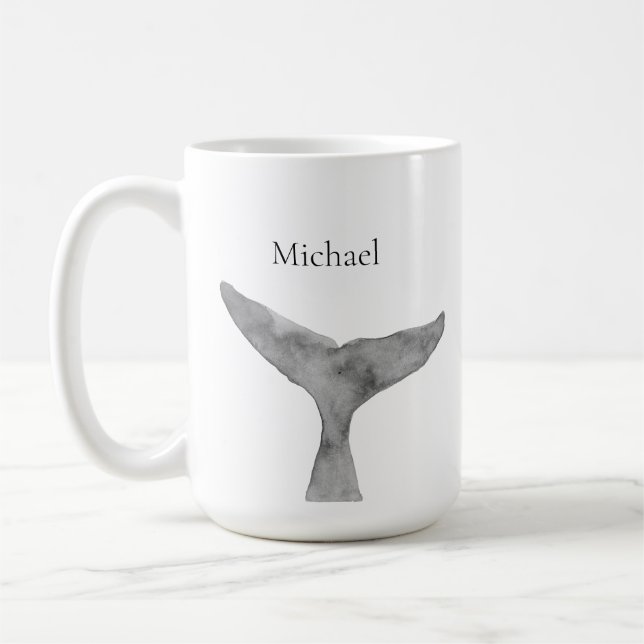 Minimalistischer moderner Wasserfarbenwhalfluch Kaffeetasse (Links)