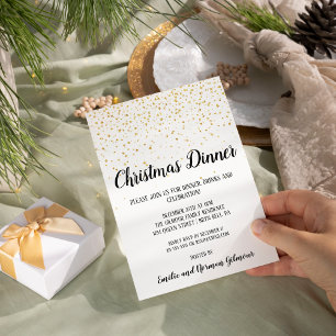 Minimalistischer moderner Weihnachtsdinner Gold Folieneinladung