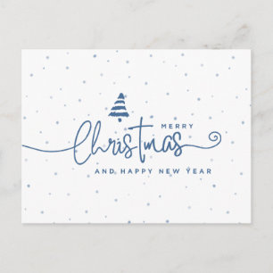 Minimalistischer moderner Weihnachtsurlaub in Blau Feiertagspostkarte