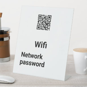 Minimalistischer Moderner Weißer Wi-Fi QR-Code-Ped Sockelschild