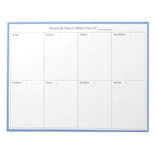 Minimalistischer moderner Wochenplaner Notepad  Bl Notizblock