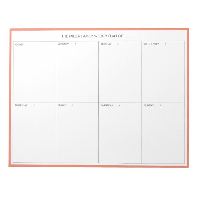 Minimalistischer moderner Wochenplaner Notepad |La Notizblock (Vorderseite)