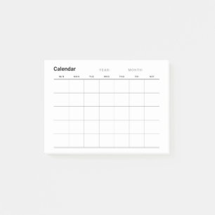 Minimalistischer Monatskalender Post-it Klebezettel