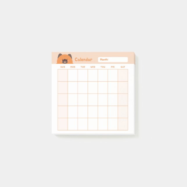Minimalistischer Monatskalender Post-it Klebezettel (Vorderseite)