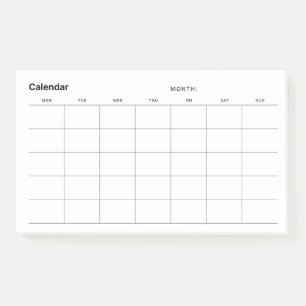 Minimalistischer Monatskalender Post-it Klebezettel