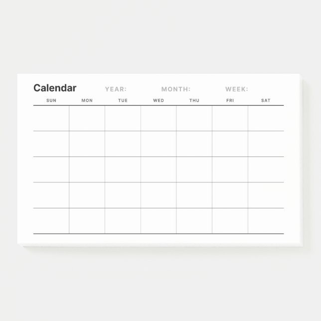 Minimalistischer Monatskalender Post-it Klebezettel (Vorderseite)