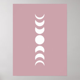 Minimalistischer Mond, Pink/Mauve, Mauer - Kunstdr Poster
