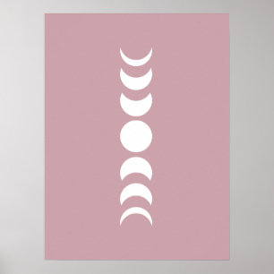 Minimalistischer Mond, Pink/Mauve, Mauer - Kunstdr Poster