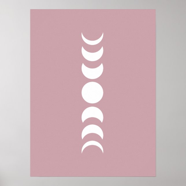 Minimalistischer Mond, Pink/Mauve, Mauer - Kunstdr Poster (Vorne)