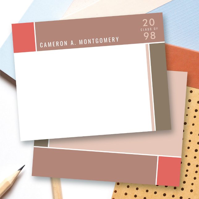 Minimalistischer Mondrian Modern Color Blocks Absc Dankeskarte (Minimalist Mondrian Modern Color Blocks Simple Graduation Thank You Stationery Note Card @ Zazzle)