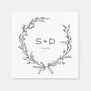 Minimalistischer Mongram formaler Hochzeitcocktail Serviette