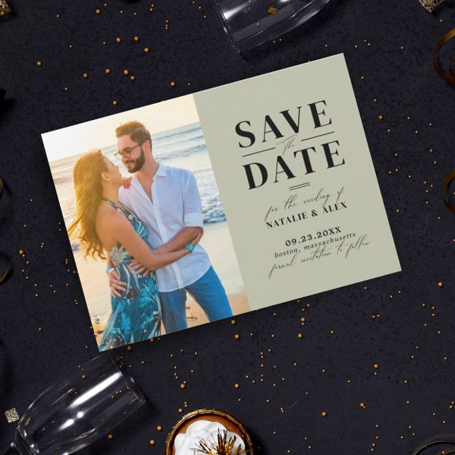 Minimalistischer Monogram Green Sage Website QR Co Save The Date (Von Creator hochgeladen)