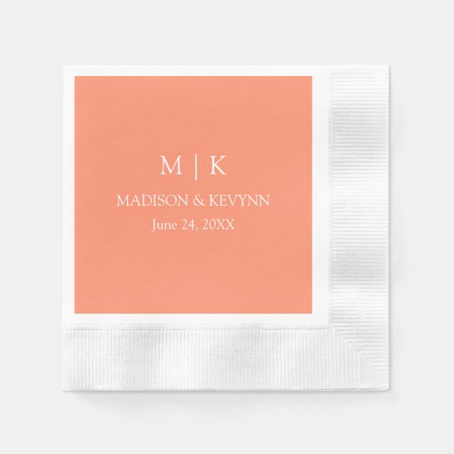 Minimalistischer Monogram-Hochzeitcocktail Serviette (Vorderseite)