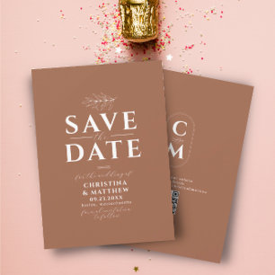 Minimalistischer Monogram Terracotta QR Code Save The Date