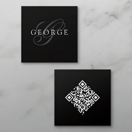 Minimalistischer Monogramm-QR-Code Quadratische Visitenkarte