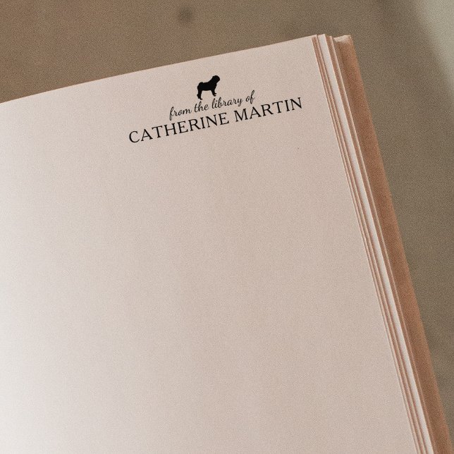 Minimalistischer Mops Hund aus der Bibliothek, Buc Gummistempel (Von Creator hochgeladen)