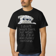 Minimalistischer Mops Schwarzer T - Shirt: Rinde