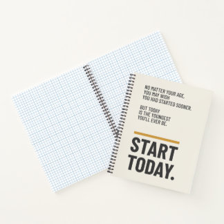 Minimalistischer Motivationsspruch für den Start h Notizbuch