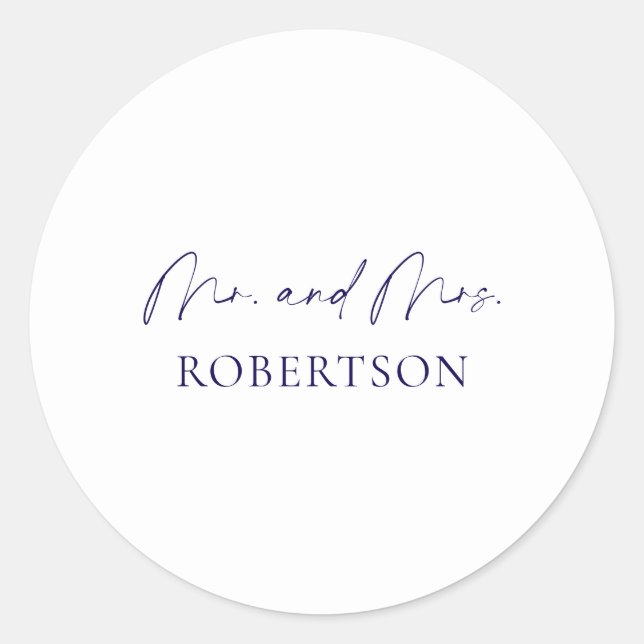 Minimalistischer Mr. & Mrs. Sticker - Weißer Hinte (Vorderseite)