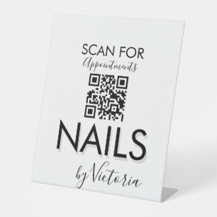 Minimalistischer Nagelstudio Ernennungen QR-Code Sockelschild