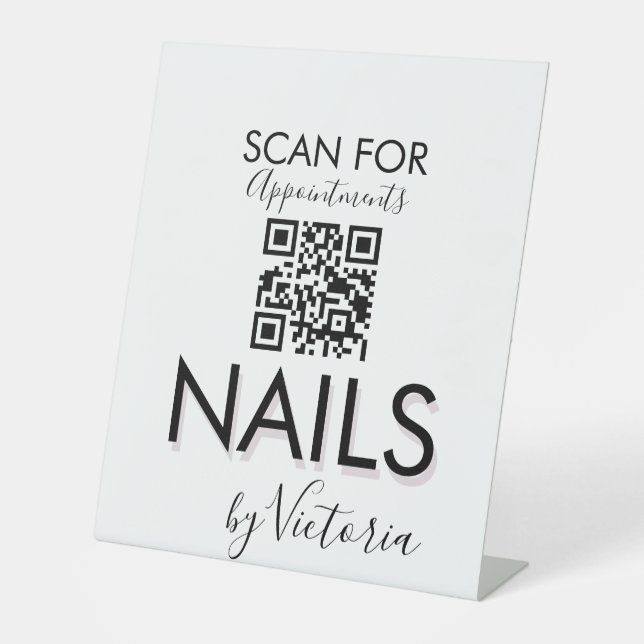 Minimalistischer Nagelstudio Ernennungen QR-Code Sockelschild (Vorderseite)