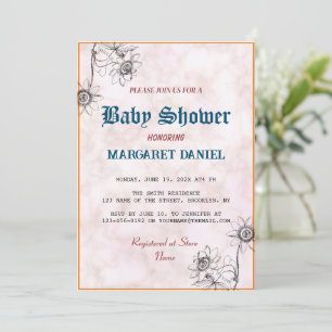 Minimalistischer Name Anpassen Weiße Marmor-Baby-P Einladung