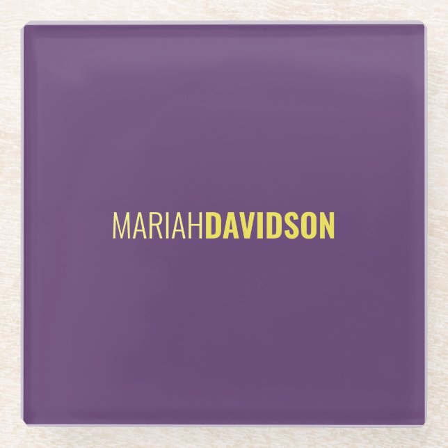 Minimalistischer Name Beruflich Indigo & Gelb Glasuntersetzer (Vorderseite)