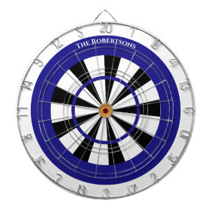 Minimalistischer Name Blau und Weiß Dartscheibe