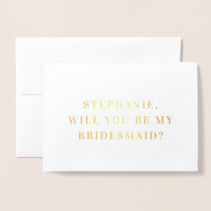 Minimalistischer Name Bridesmaid Vorschlagskarte Folienkarte