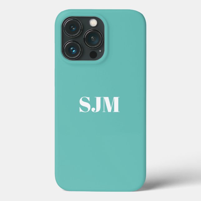 Minimalistischer Name der Monogrammnummer aquamari Case-Mate iPhone Hülle (Rückseite)