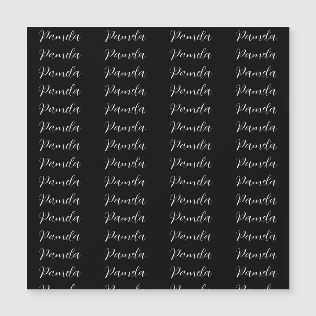 Minimalistischer Name der  schwarzweißen Bezeichnu Magnetkarte (Vorderseite)