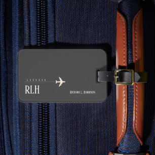 Minimalistischer Name des dunkelgrauen Passagiers Gepäckanhänger