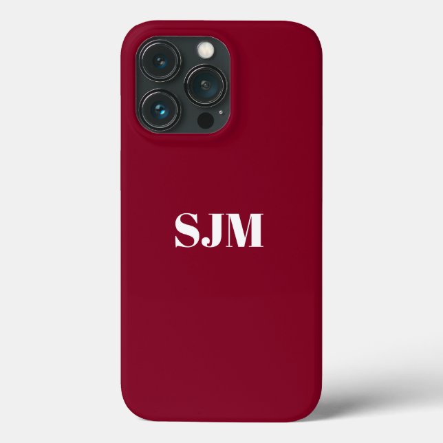 Minimalistischer Name des Monogramms bordeauxweiß Case-Mate iPhone Hülle (Rückseite)