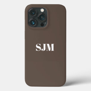 Minimalistischer Name des Monogramms braun weiß Case-Mate iPhone Hülle
