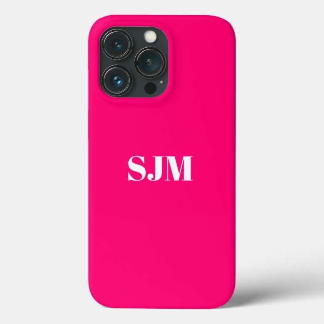 Minimalistischer Name des Monogramms Hot-Pink-Fuch Case-Mate iPhone Hülle (Rückseite)