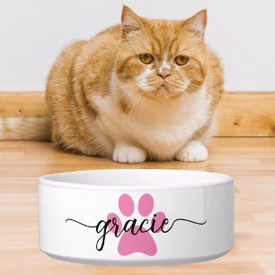 Minimalistischer Name des Tieres Paw Print Dog Kat Napf