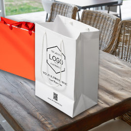 Minimalistischer Name des Unternehmens QR-Logo Mittlere Geschenktüte