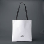 Minimalistischer Name für benutzerdefinierte Monog<br><div class="desc">Minimalistische elegante,  moderne Schwarz-Weiß-Monogramm-Initialen mit dem Namen personalisiert Tote Bag</div>