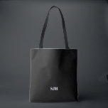 Minimalistischer Name für benutzerdefinierte Monog<br><div class="desc">Minimalistische elegante,  moderne Schwarz-Weiß-Monogramm-Initialen mit dem Namen personalisiert Tote Bag</div>