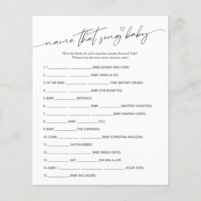 Minimalistischer Name für das Song Baby Shooting-S (Vorderseite)