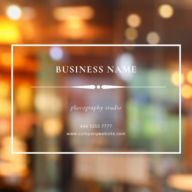 Minimalistischer Name für kleine Unternehmen Fensteraufkleber (Minimalist White Small Business Name Transparent Window Cling)