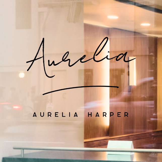 Minimalistischer Name für kleine Unternehmen Fensteraufkleber (Von Creator hochgeladen)