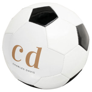 Minimalistischer Name für Monogramm aus weißem Gol Fußball