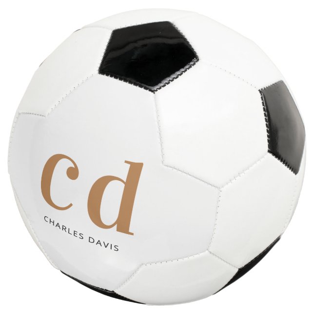 Minimalistischer Name für Monogramm aus weißem Gol Fußball (Dreiviertel)