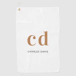 Minimalistischer Name für Monogramm aus weißem Gol Golfhandtuch