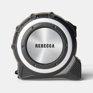 Minimalistischer Name Metallischer Silberhintergru Maßband