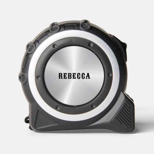 Minimalistischer Name Metallischer Silberhintergru Maßband (Vorderseite)